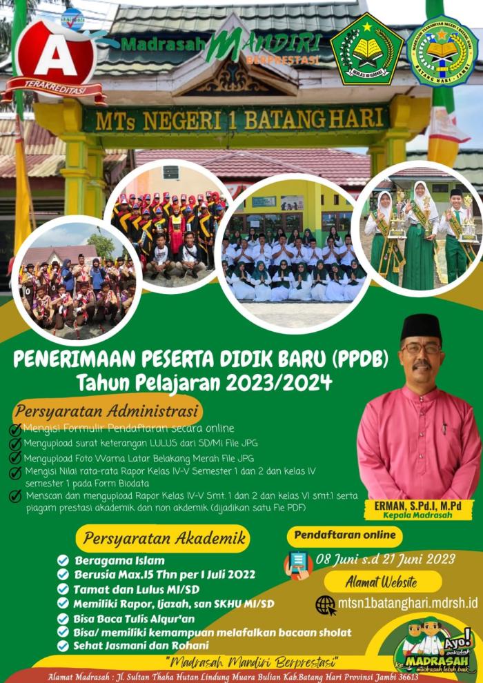 PENGUMUMAN PENERIMAAN PESERTA DIDIK BARU TP.2023-2024