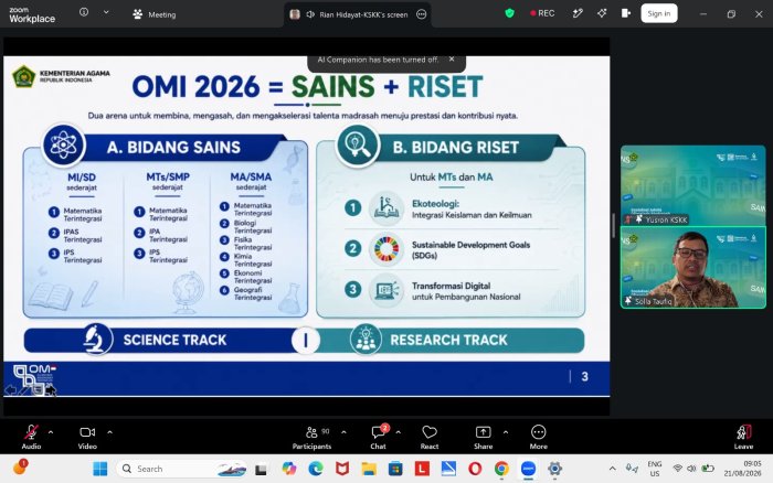 Bersiap Hadapi OMI 2026, Tim Pembimbing MTsN 1 Batang Hari Ikuti Sosialisasi Juknis dan Timeline Nasional via Zoom