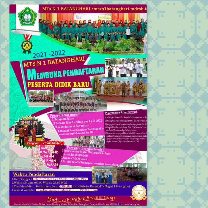Ayoo Bergabung Bersama MTsN 1 Batang Hari, Pendaftaran Segera Dibuka..