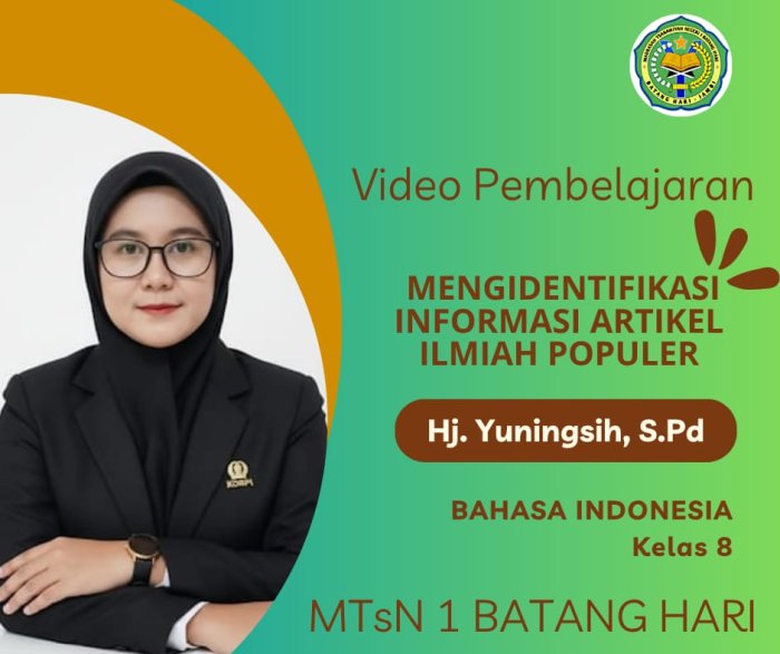 Inspiratif! Ibu Yuningsih MTsN 1 Batang Hari Tunjukkan Dedikasi Lewat Video Pembelajaran di YouTube.