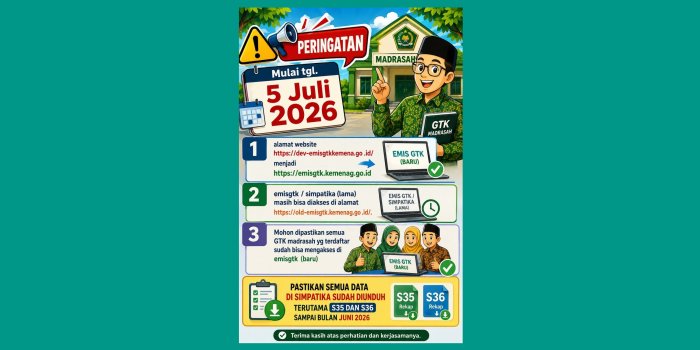Peralihan Alamat Web EMIS GTK Baru Dimulai, Kepala MTsN 1 Batang Hari Imbau Guru Segera Lakukan Pengecekan Data