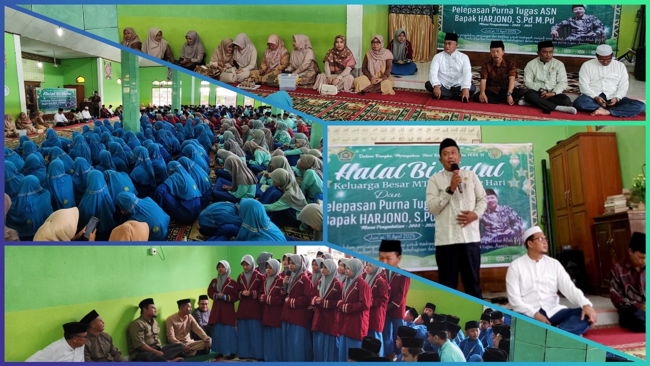 Keluarga Besar MTsN 1 Batang Hari Gelar Halal Bihalal dan Lepas Purna Bakti Harjono, S.Pd.,M.Pd. Keluarga Besar MTsN 1 Batang Hari Gelar Halal Bihalal dan Lepas Purna Bakti Harjono, S.Pd.,M.Pd.