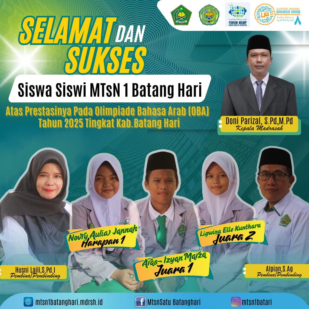 Siswa-siswi MTsN 1 Batang Hari Raih Prestasi Gemilang di Olimpiade Bahasa Arab Tingkat Kabupaten