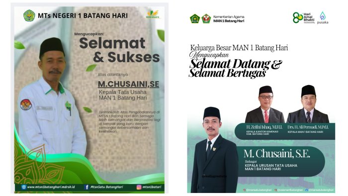 Bapak M. Chusaini Resmi Dilantik Jadi Kaur TU MAN 1 Batang Hari, Kepala MTsN 1 Lepas dengan Bangga