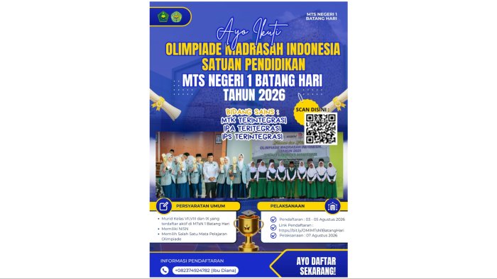 MTsN 1 Batang Hari Resmi Umumkan Gelaran Olimpiade Madrasah Indonesia (OMI) Satuan Pendidikan Tahun 2026 MTsN 1 Batang Hari Resmi Umumkan Gelaran Olimpiade Madrasah Indonesia (OMI) Satuan Pendidikan Tahun 2026