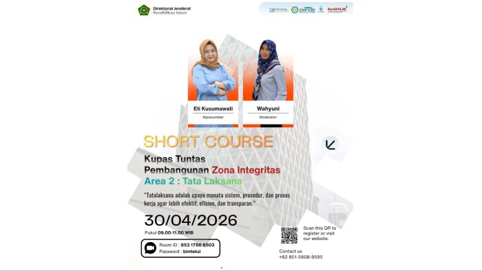 Tingkatkan Efisiensi Kerja, Perwakilan MTsN 1 Batang Hari Dalami Tata Laksana dalam Short Course Zona Integritas