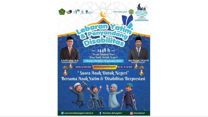Wujudkan Kepedulian Inklusif, 23 Murid MTsN 1 Batang Hari Terima Santunan Lebaran Yatim dan Disabilitas di Aula Kemenag Wujudkan Kepedulian Inklusif, 23 Murid MTsN 1 Batang Hari Terima Santunan Lebaran Yatim dan Disabilitas di Aula Kemenag