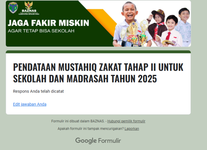 MTsN 1 Batang Hari Selesaikan Pendataan Mustahiq Zakat Tahap II Tahun 2025