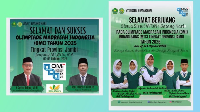 Hari Ini! Delegasi Sains MTsN 1 Batang Hari Siap Bertanding di Olimpiade Madrasah Indonesia (OMI) Provinsi Jambi