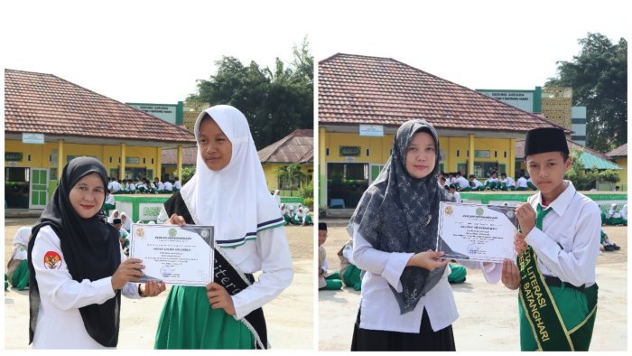 Membentuk Generasi Pembaca: MTsN 1 Batang Hari Serahkan Piagam Penghargaan Duta Literasi Kelas