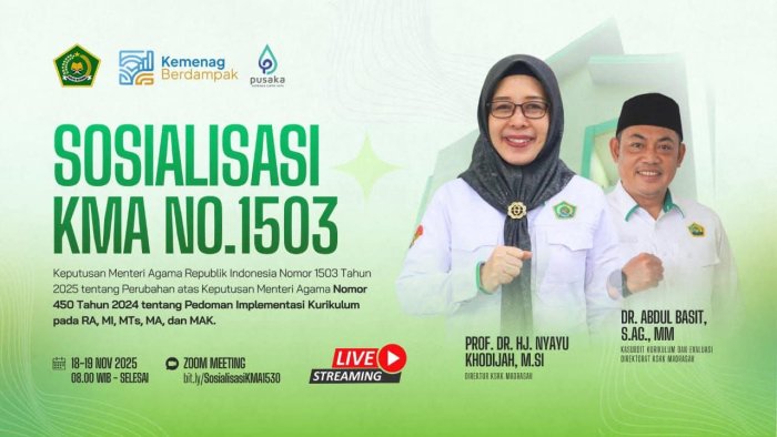 Kepala dan Waka Akademik MTsN 1 Batang Hari Ikuti Sosialisasi KMA 1503 Secara Daring