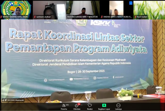 Mantapkan Adiwiyata 2025: Kepala MTsN 1 Batang Hari dan Tim Adiwiyata Ikuti Rakor Nasional Lewat Zoom