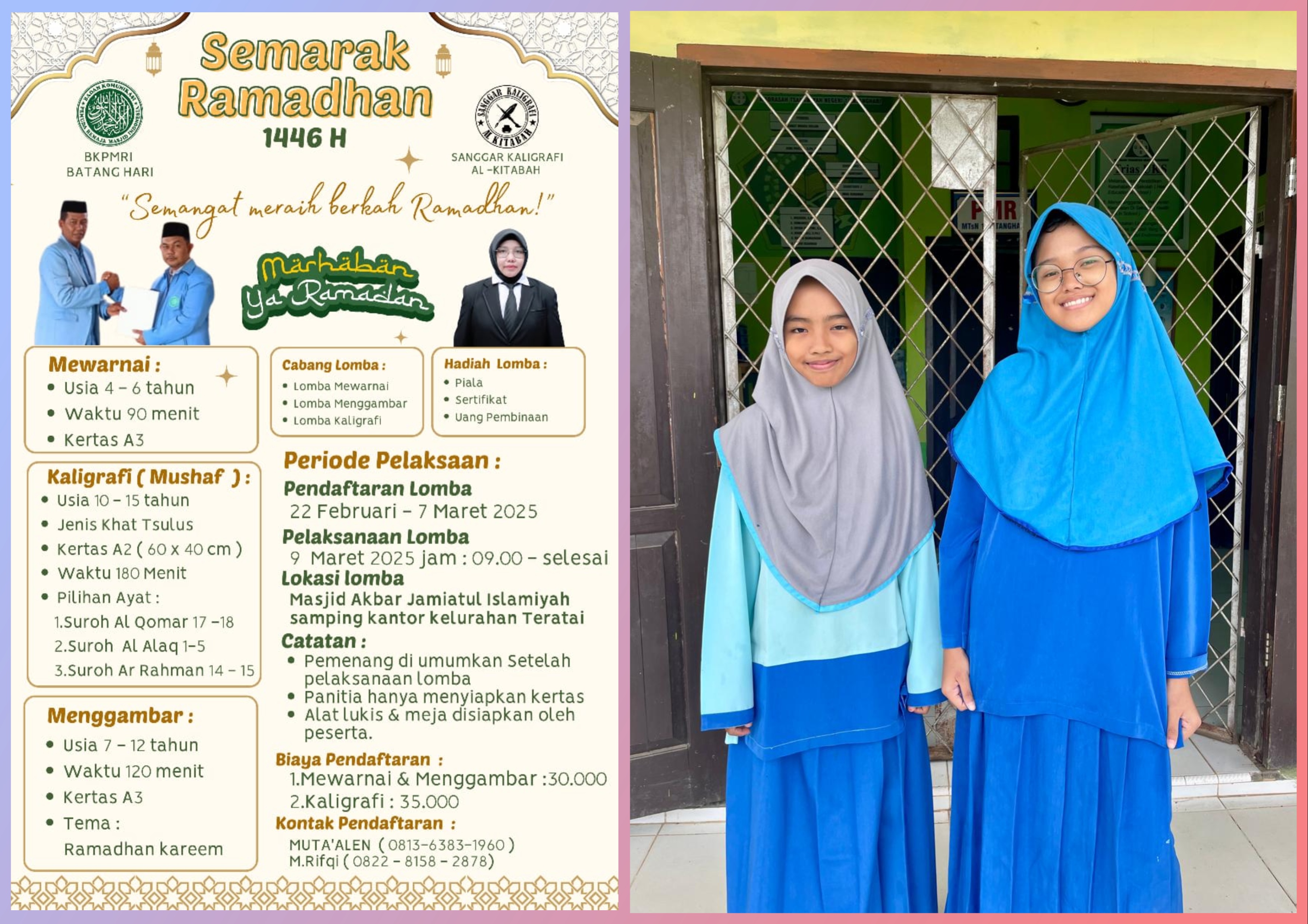 MTsN 1 Batang Hari Kirim 2 Siswa Ikuti Lomba Kaligrafi Semarak Ramadhan