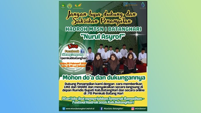 Tim Hadroh Nurul Asyrof MTsN 1 Batang Hari Siap Guncang Panggung Festival Hadroh 2026