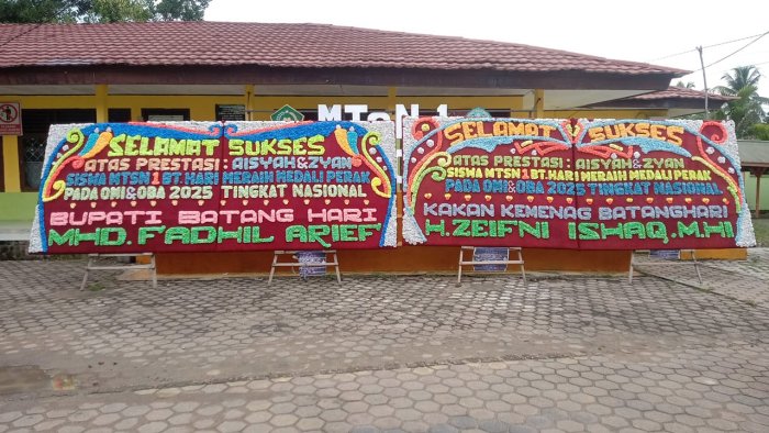 Bupati dan Kakan Kemenag Batang Hari Beri Papan Ucapan, Apresiasi Prestasi Siswa MTsN 1 Batang Hari di Kancah Nasional