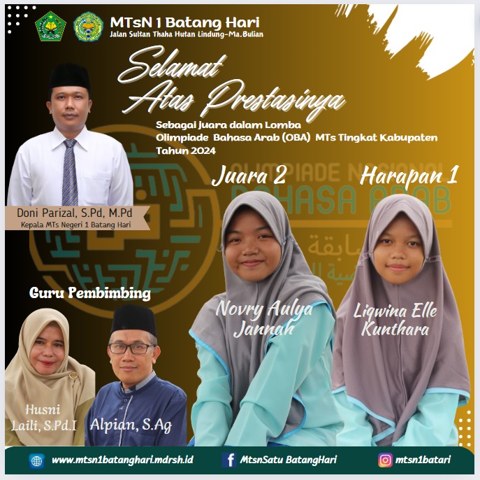 Siswi MTsN 1 Batang Hari Kembali Harumkan Nama Madrasah