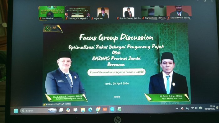 Optimalkan Peran Zakat, Kepala MTsN 1 Batang Hari Ikuti FGD Bersama BAZNAS dan Kemenag Jambi