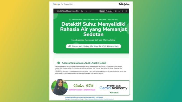 Wujudkan Pembelajaran Inovatif, Guru IPA MTsN 1 Batang Hari Susun Modul Eksperimen Sains Berbasis Digital