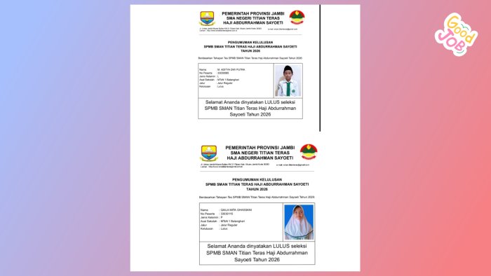 Cetak Prestasi Membanggakan, Dua Siswa MTsN 1 Batang Hari Lolos Seleksi SMAN Titian Teras 2026