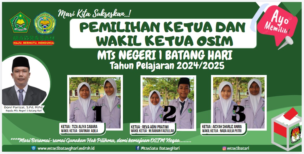 Bilik Suara Berbicara, MTsN 1 Batang Hari Pilih Nakhoda Baru Ketua OSIM 2024-2025
