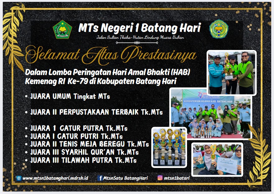 MTsN 1 Batang Hari Borong Piala & Sabet Juara Umum Pada Lomba HAB Kemenag Ke-79