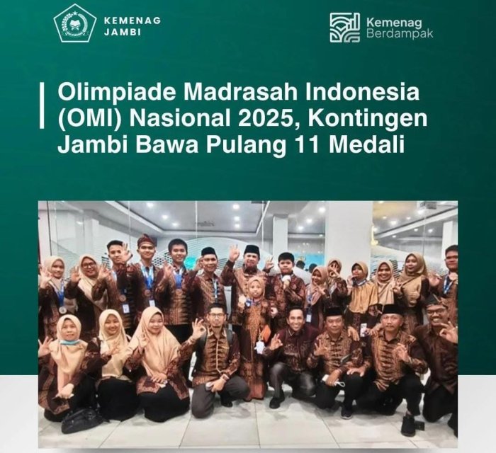 Gemilang di OMI, Kontingen Jambi Bawa Pulang 3 medali Perak dan 8 medali Perunggu