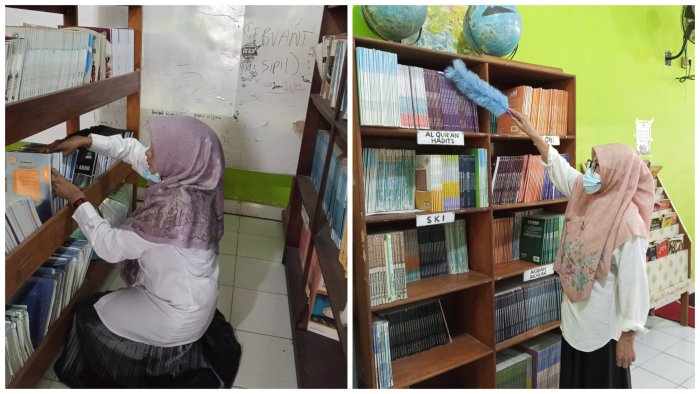 Tingkatkan Kenyamanan Literasi, Pengelola Perpustakaan MTsN 1 Batang Hari Lakukan Penataan Ulang Koleksi Buku