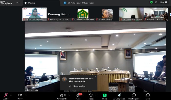 Amankan Road Map PMPZI 2025/2026, Operator ZI MTsN 1 Batang Hari Ikut Rapat Koordinasi Nasional