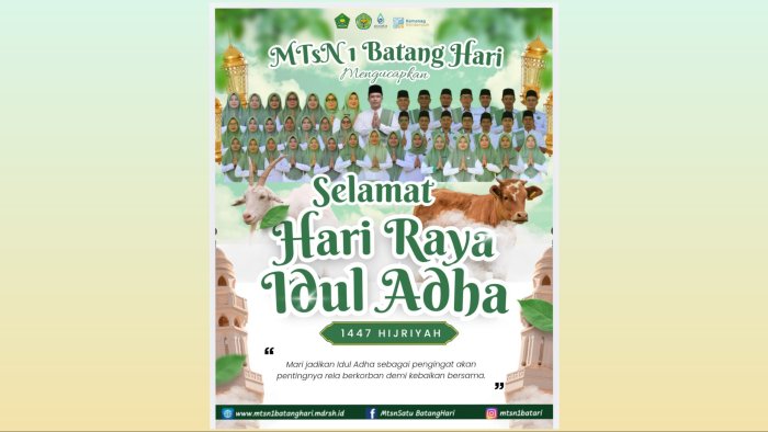 Sambut Hari Raya Kurban, Keluarga Besar MTsN 1 Batang Hari Gelorakan Semangat Rela Berkorban Demi Kebaikan Bersama