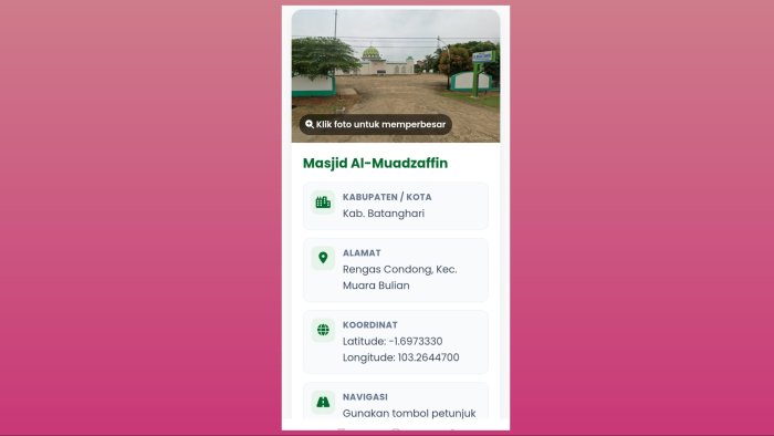 Masjid Al-Muadzaffin Rengas Condong Resmi Jadi Titik Masjid Ramah Pemudik Kemenag Batang Hari