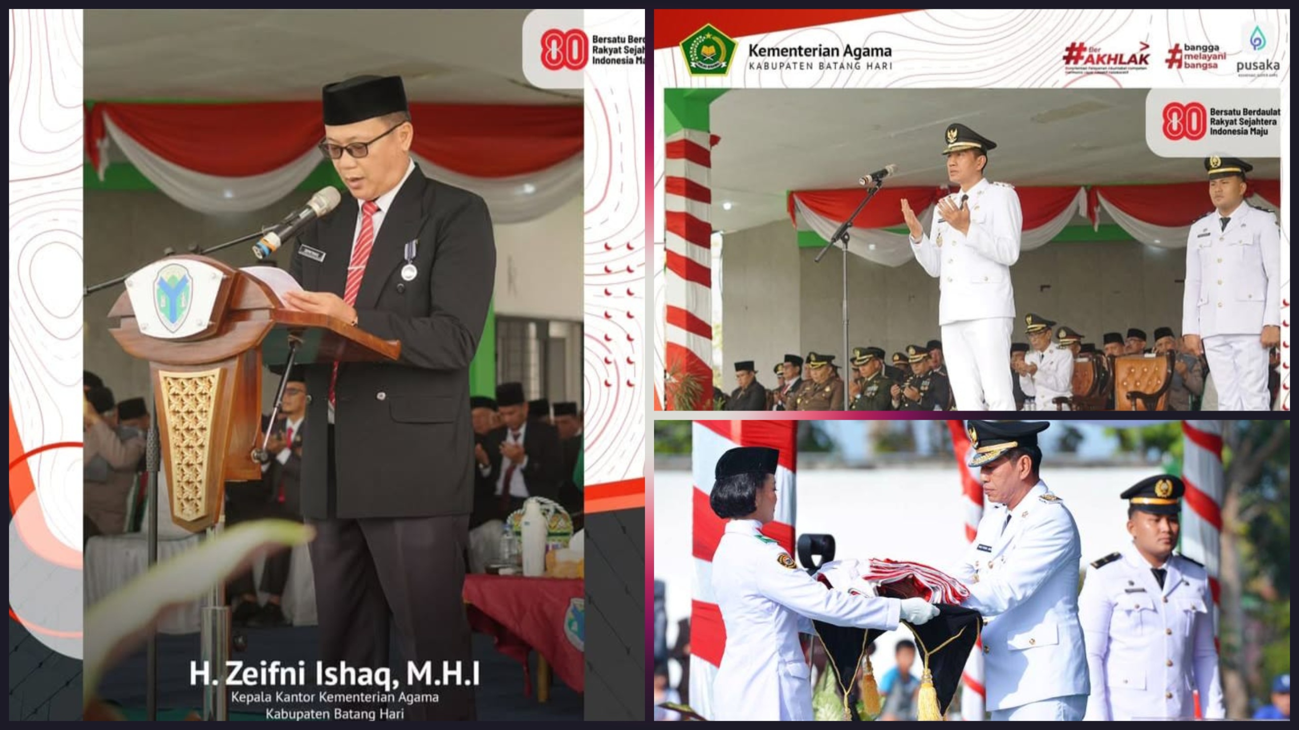 Kepala Kemenag Batang Hari Hadiri Upacara HUT RI ke-80 dan Pimpin Pembacaan Doa