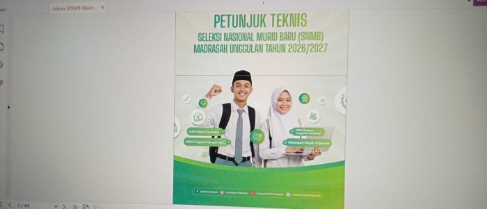 Petunjuk Teknis Seleksi Nasional Murid Baru Madrasah Unggulan Tahun Pelajaran 2026/2027