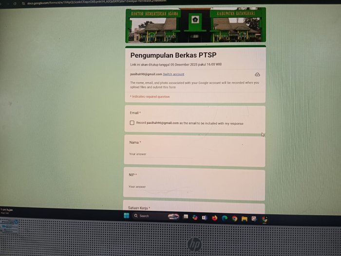 GTK MTsN 1 Batang Hari Kirim Berkas PTSP Melalui Link Resmi yang Disediakan
